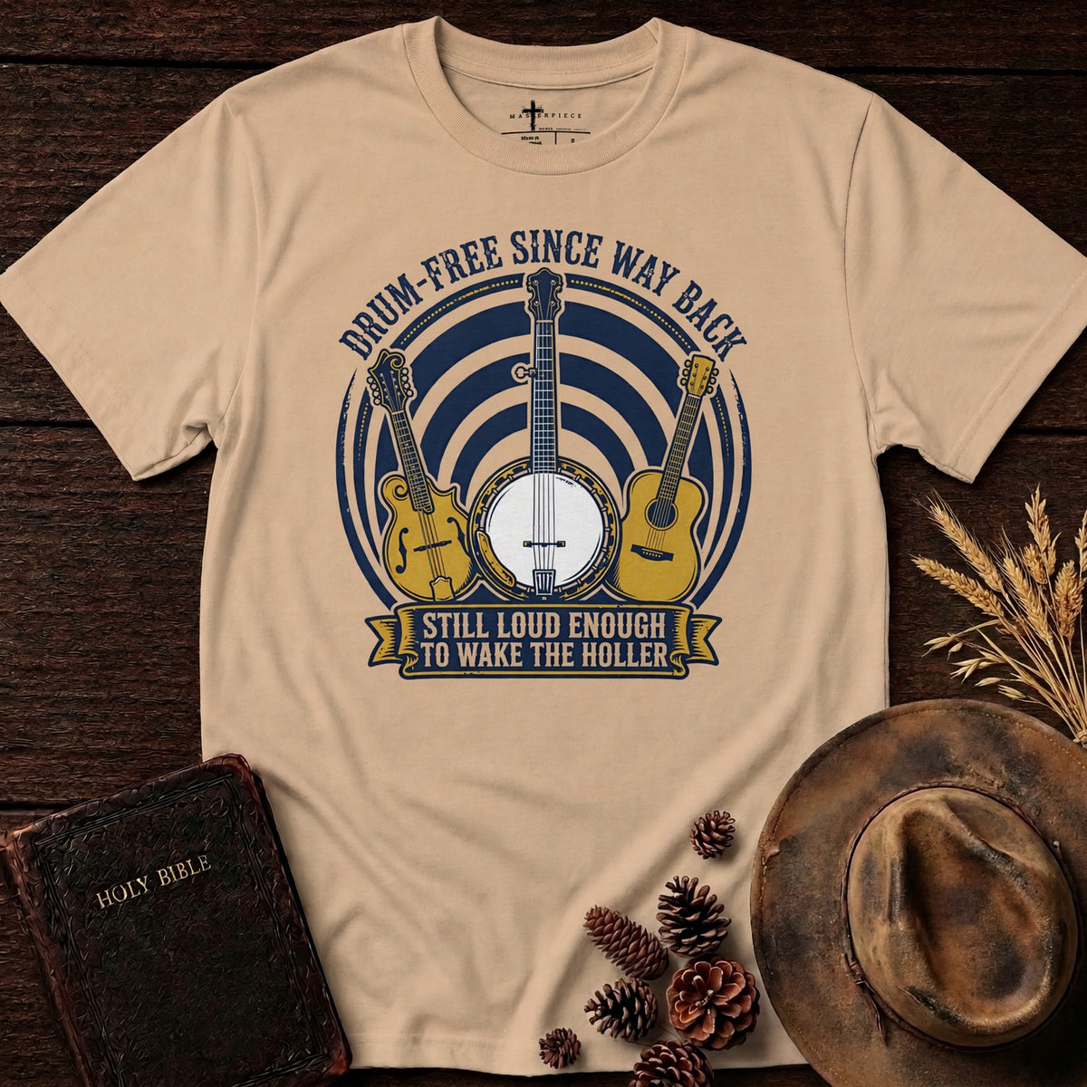 Drum Free Since Way Back Tan MasterPiece Shirts