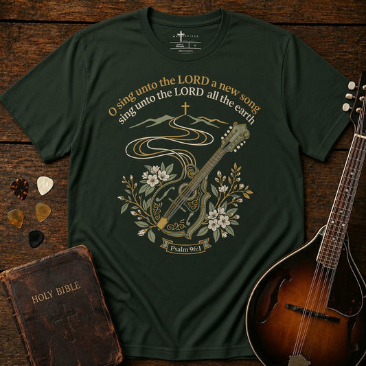 Sing unto the Lord a New Song Mandolin Heather Emerald MasterPiece Shirts