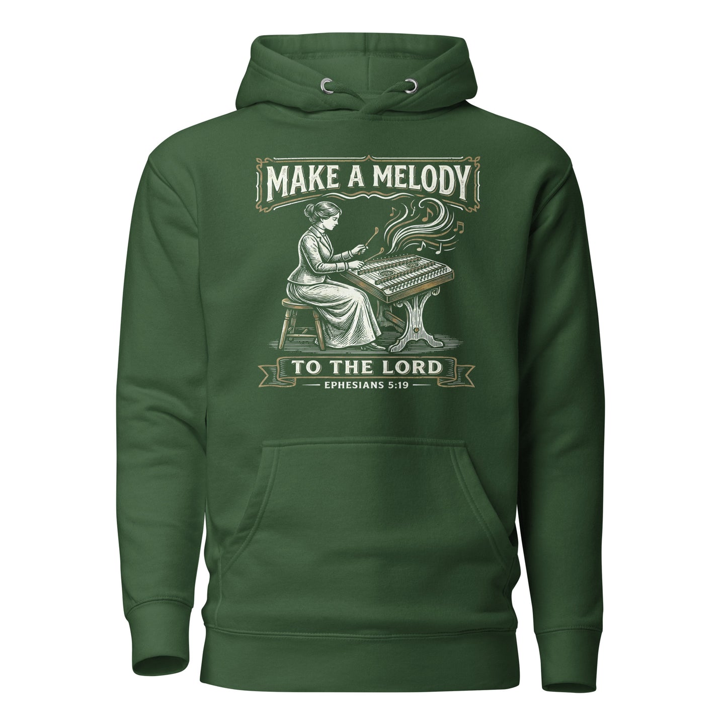 make a melody to the lord Premium Christian hoodie hammered dulcimer Ephesians 5:19
