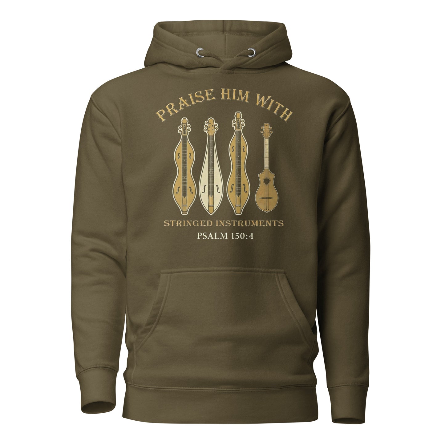 Praise Him with Stringed Instruments Christian Premium Hoodie Psalm 150:4