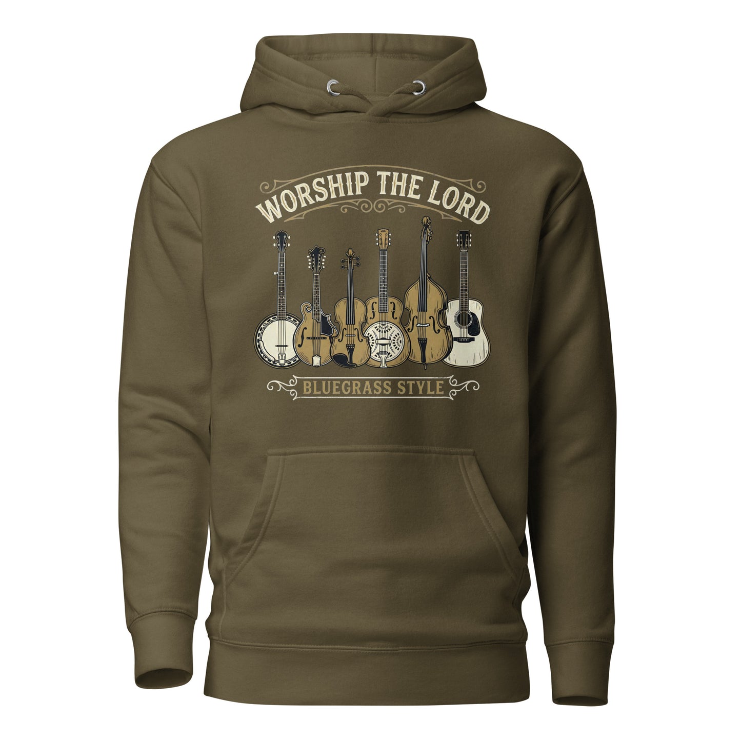 Worship The Lord BlueGrass Style Christian Premium Hoodie