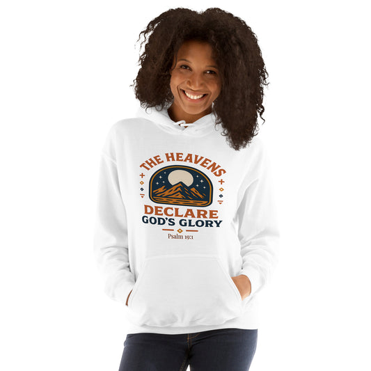 Heavens Declare Gods Glory Christian Hoodie Psalm 19:1 White
