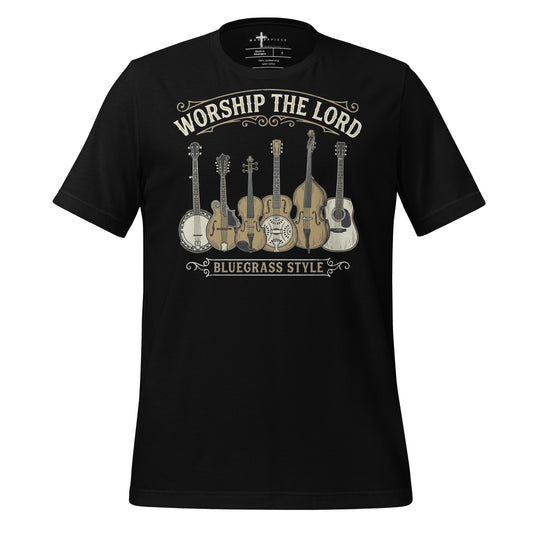 Worship The Lord BlueGrass Style Christian T-shirt