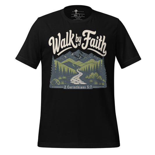Walk by Faith Mountain - Black - MasterPiece Shirts