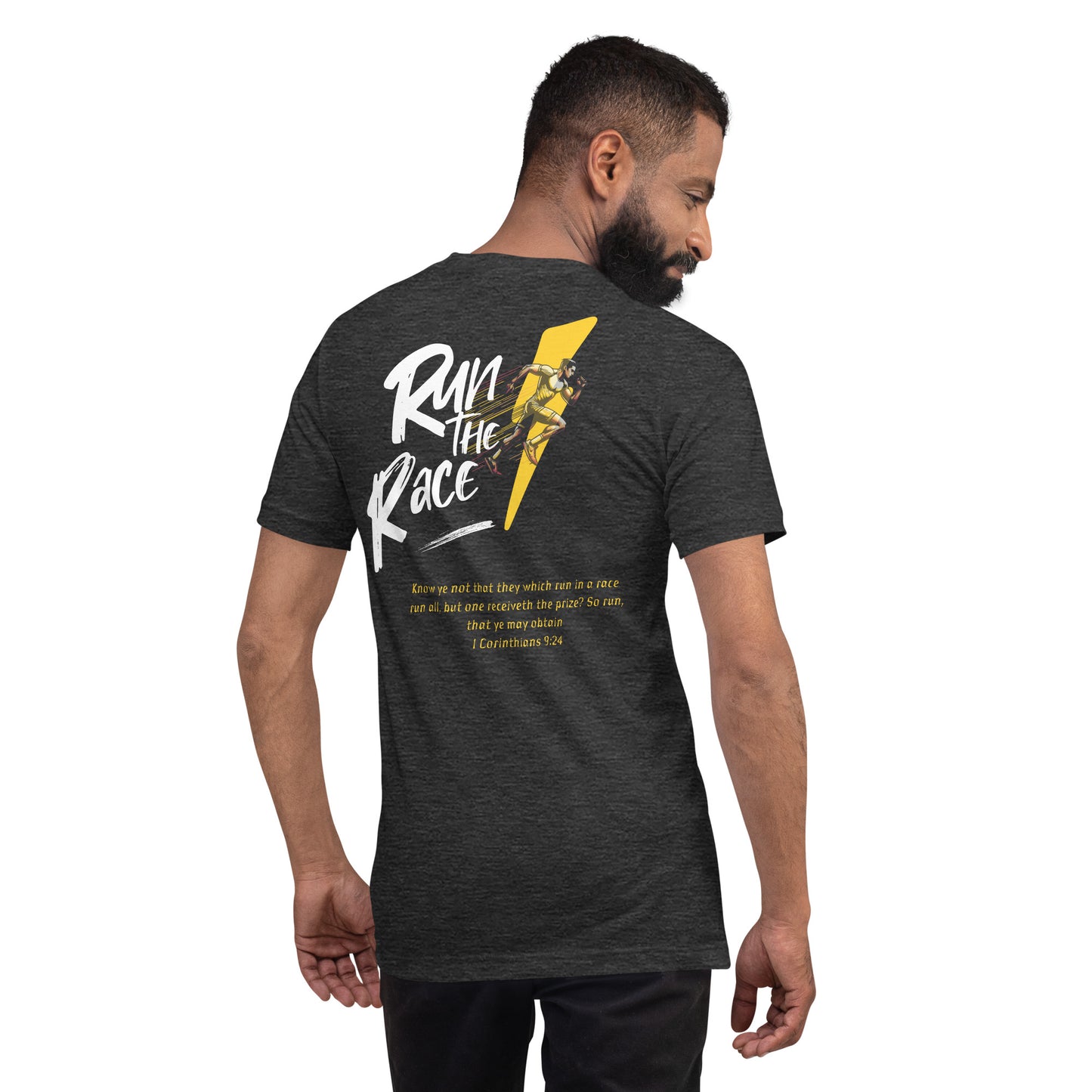 Run The Race Men (Back) Christian Bible Verse T-Shirt