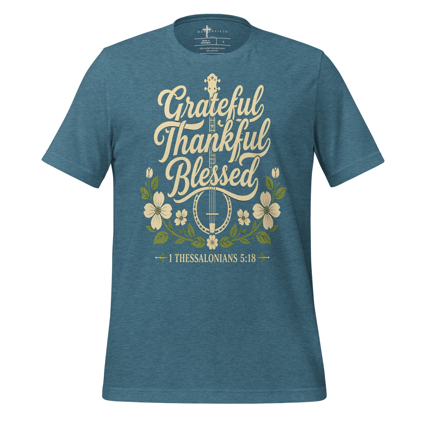 Grateful Thankful Blessed Banjo - Teal - MasterPiece Shirts
