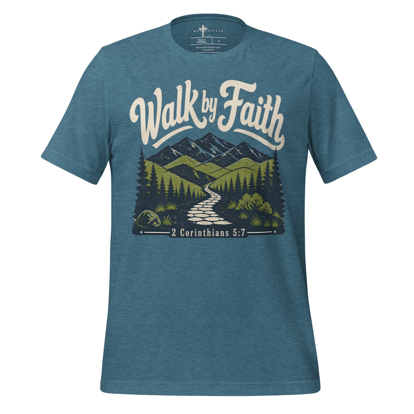 Walk by Faith Mountain - Teal - MasterPiece Shirts