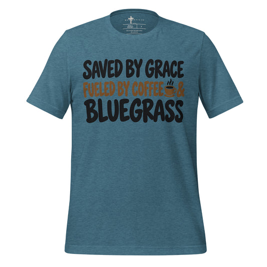 Saved by Grace Fueled Coffee Bluegrass - Teal - MasterPiece Shirts