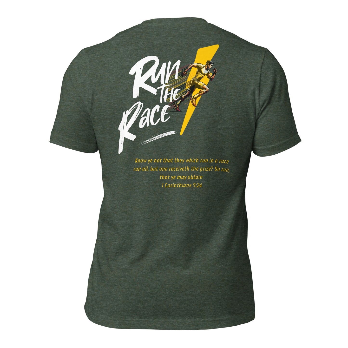 Run The Race Men (Back) Christian Bible Verse T-Shirt