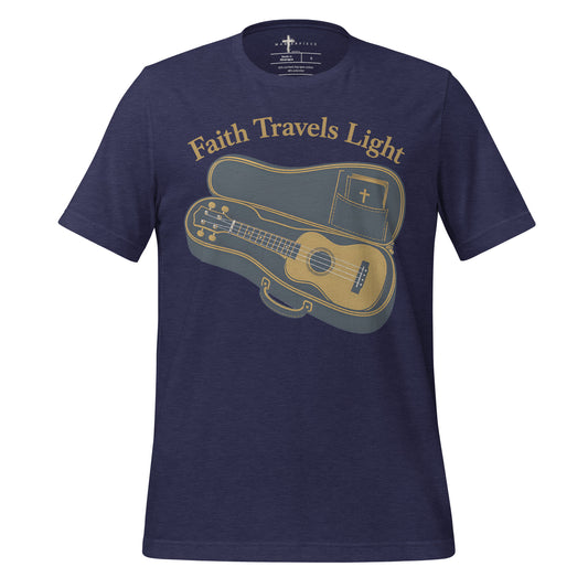 Faith Travels Light Ukulele - Navy - MasterPiece Shirts