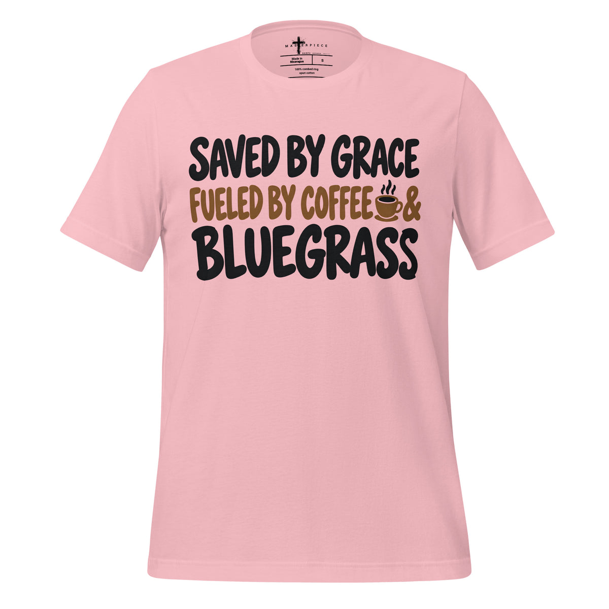 Saved by Grace Fueled Coffee Bluegrass - Pink - MasterPiece Shirts