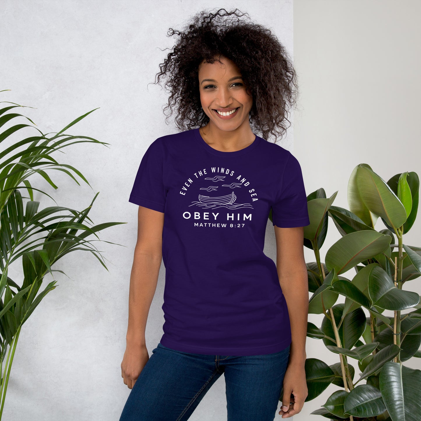 Even The Winds and Sea Obey Him Christian Bible Verse T-Shirt
