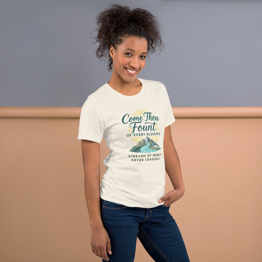 Come Thou Fount of Every Blessing Christian Hymn T-shirt women white