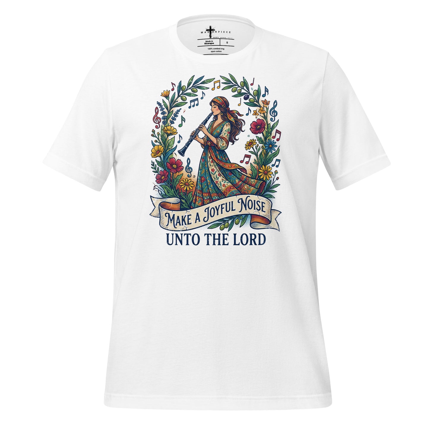 Make a Joyful Noise unto the Lord Christian T-shirt celebrating clarinet players