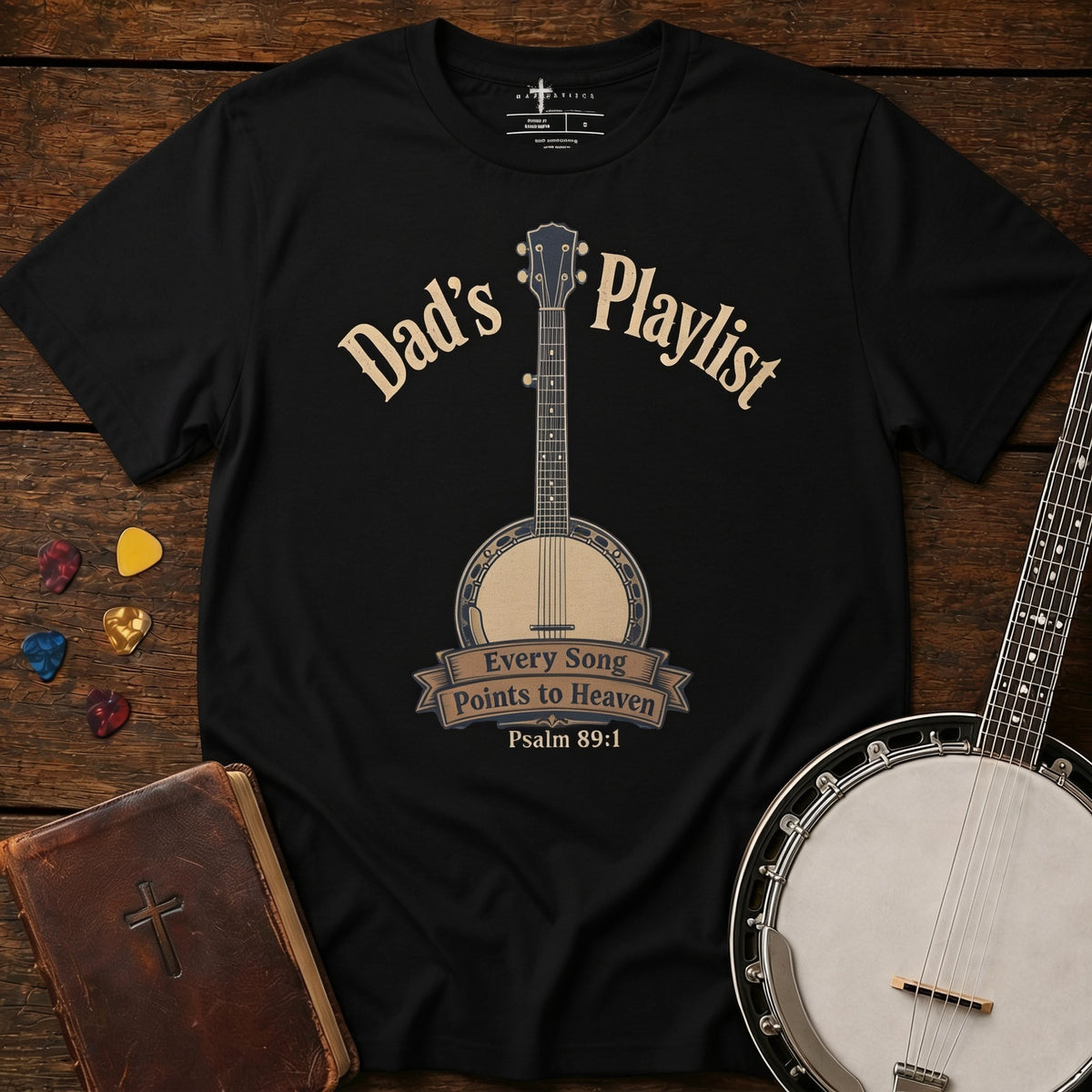 Dad's Playlist Banjo Black MasterPiece Shirts