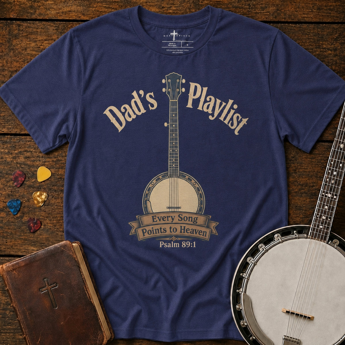 Dad's Playlist Banjo Heather Midnight Navy MasterPiece Shirts