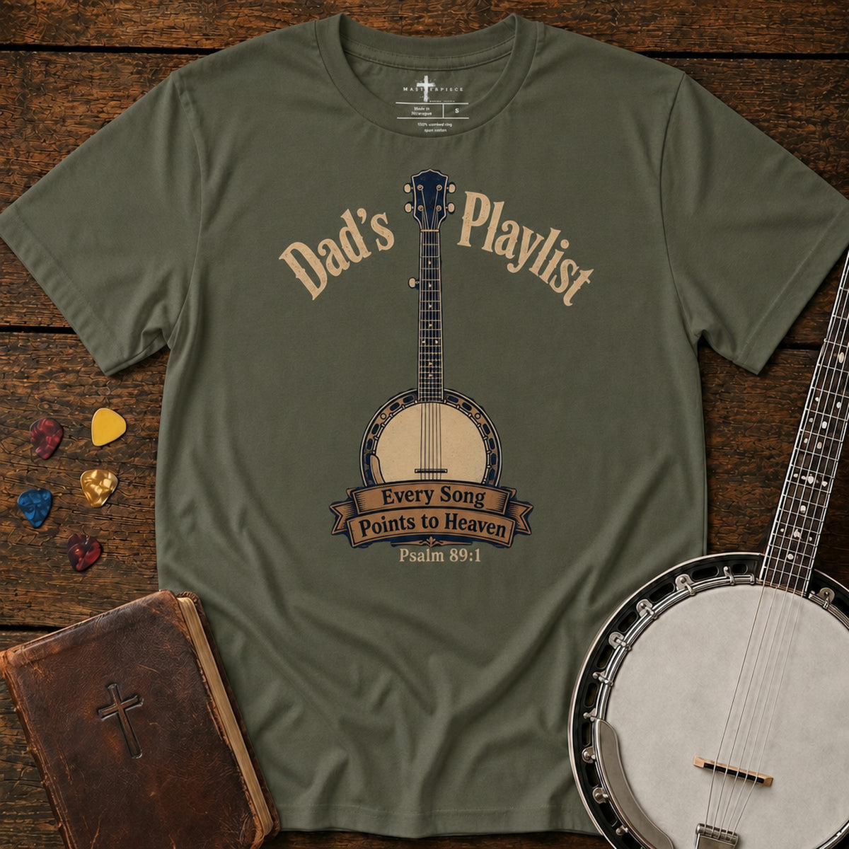 Dad's Playlist Banjo Military Green MasterPiece Shirts