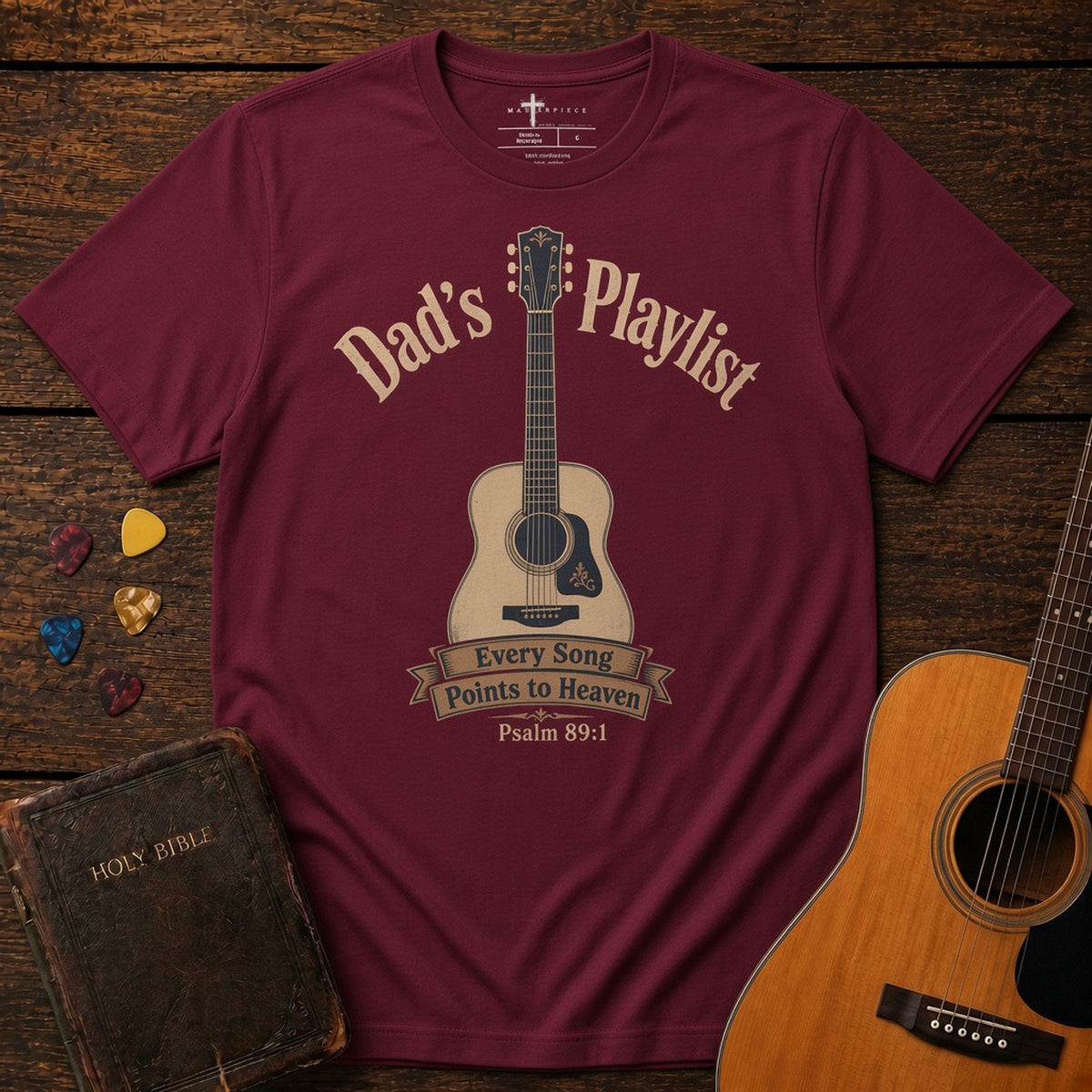 Dad's Playlist Guitar Maroon MasterPiece Shirts