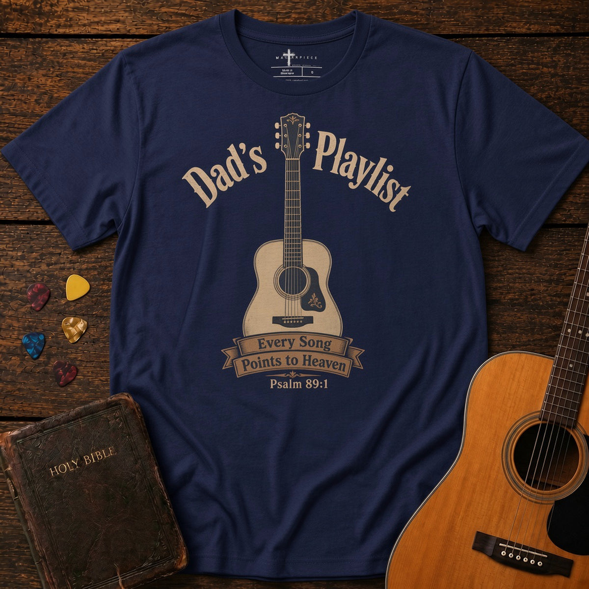 Dad's Playlist Guitar Navy MasterPiece Shirts