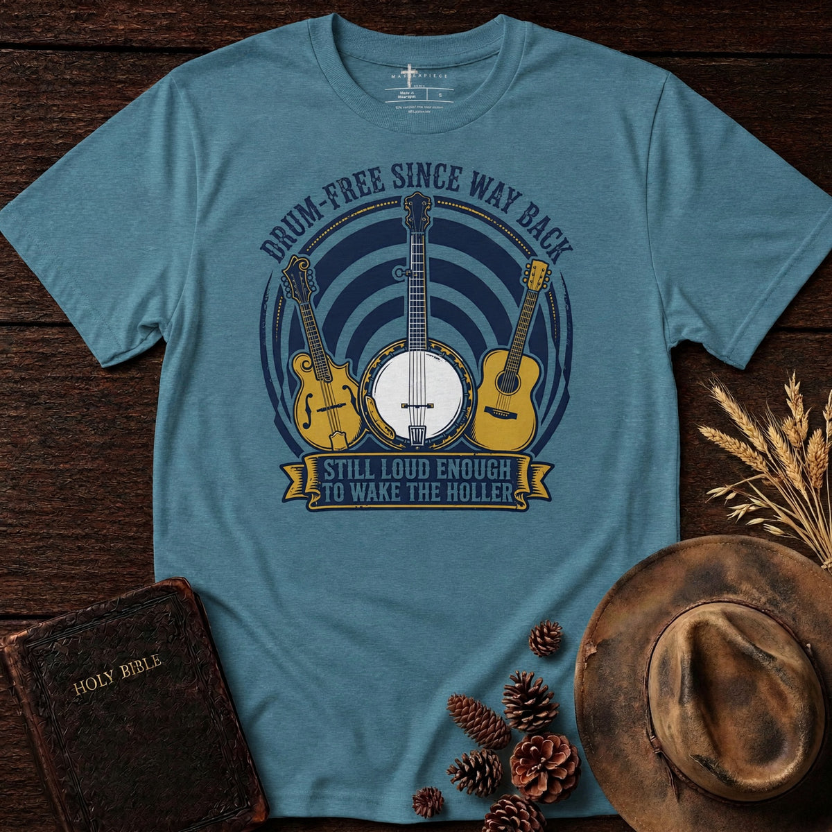 Drum Free Since Way Back Heather Deep Teal MasterPiece Shirts