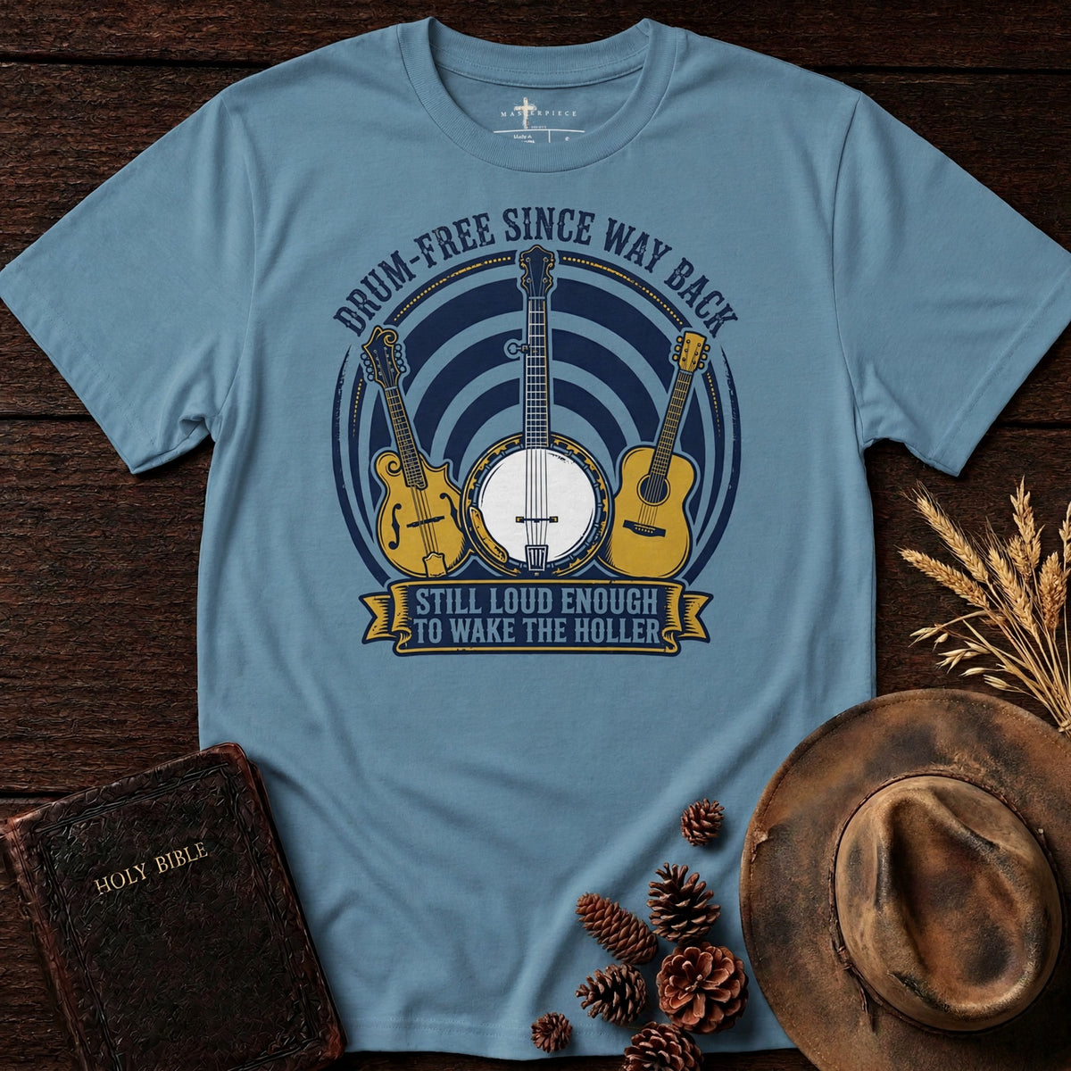 Drum Free Since Way Back Steel Blue MasterPiece Shirts