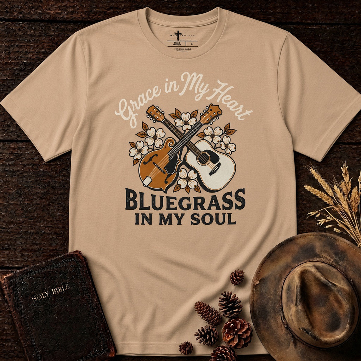 Grace in My Heart Bluegrass in my Soul Tan MasterPiece Shirts