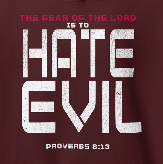 Fear The Lord Hate Evil Hoodie  Christian Bible Verse T-Shirt