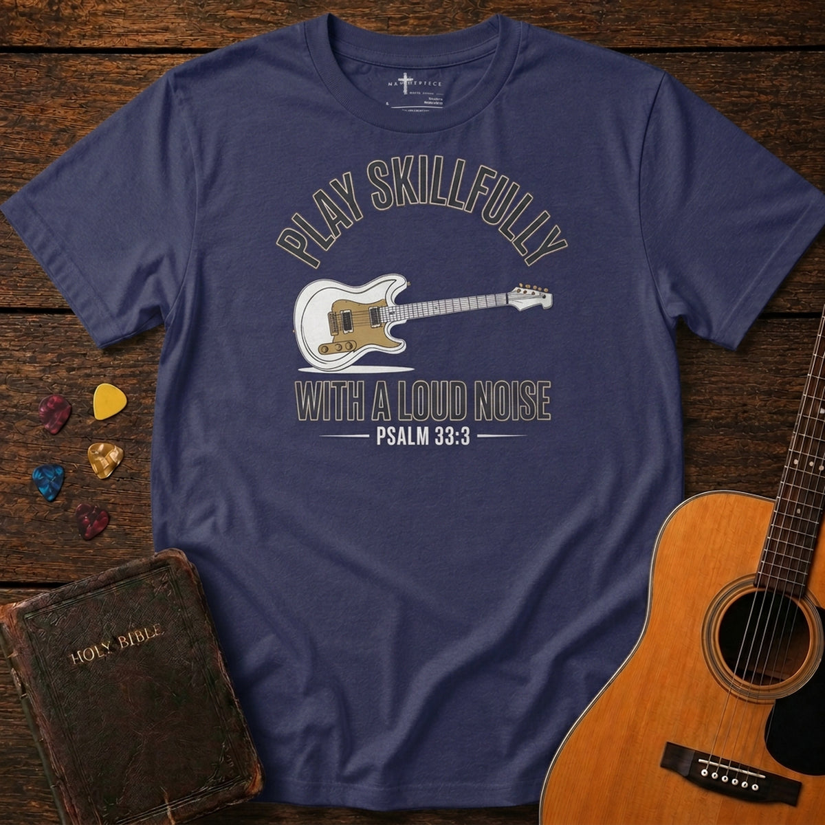 Play Skillfully with a Loud Noise -Guitar Heather Midnight Navy MasterPiece Shirts