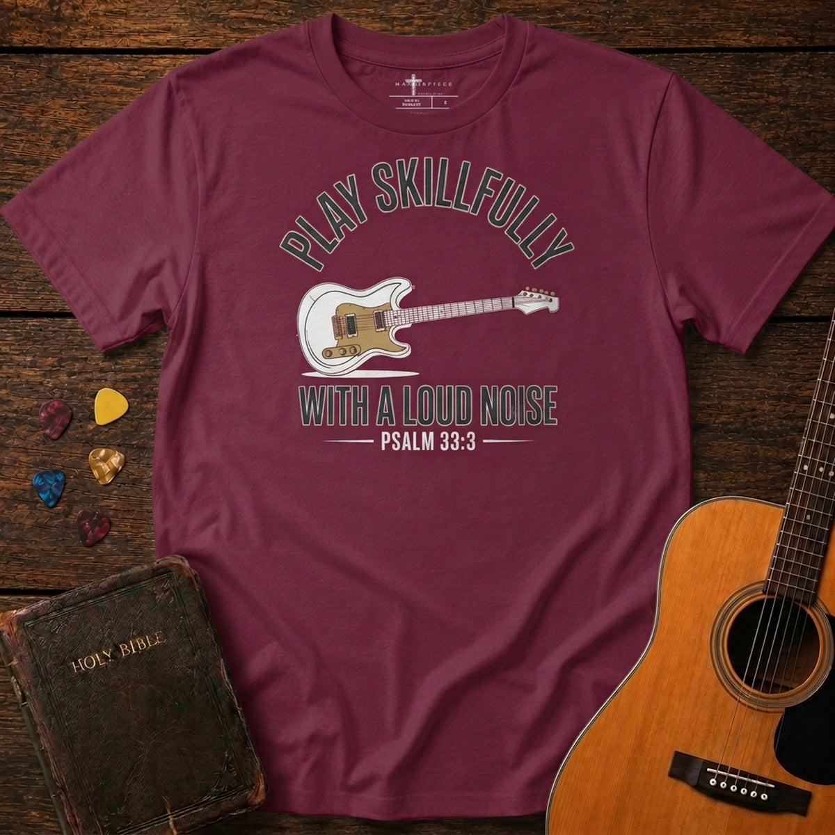 Play Skillfully with a Loud Noise -Guitar Maroon MasterPiece Shirts