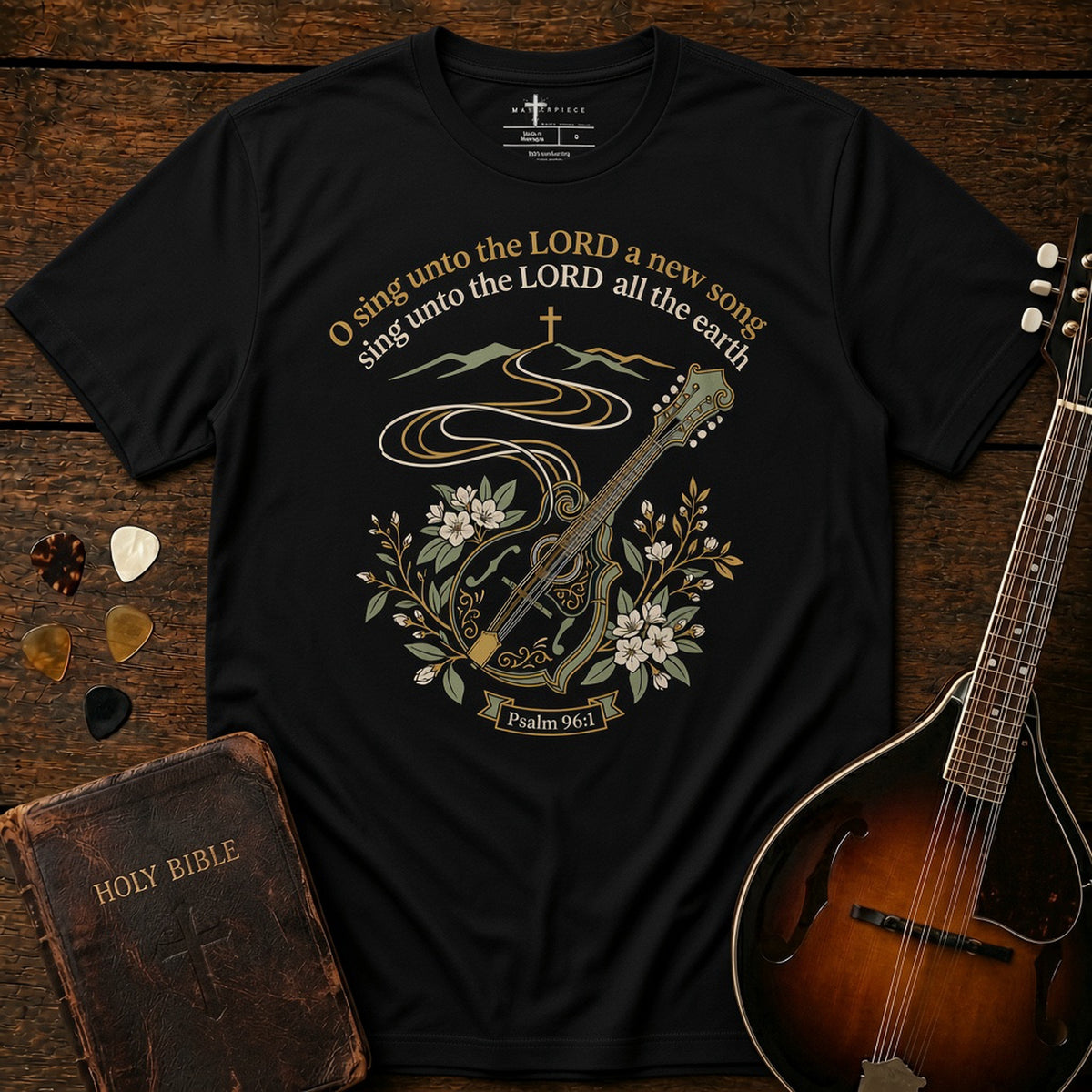 Sing unto the Lord a New Song Mandolin Black MasterPiece Shirts