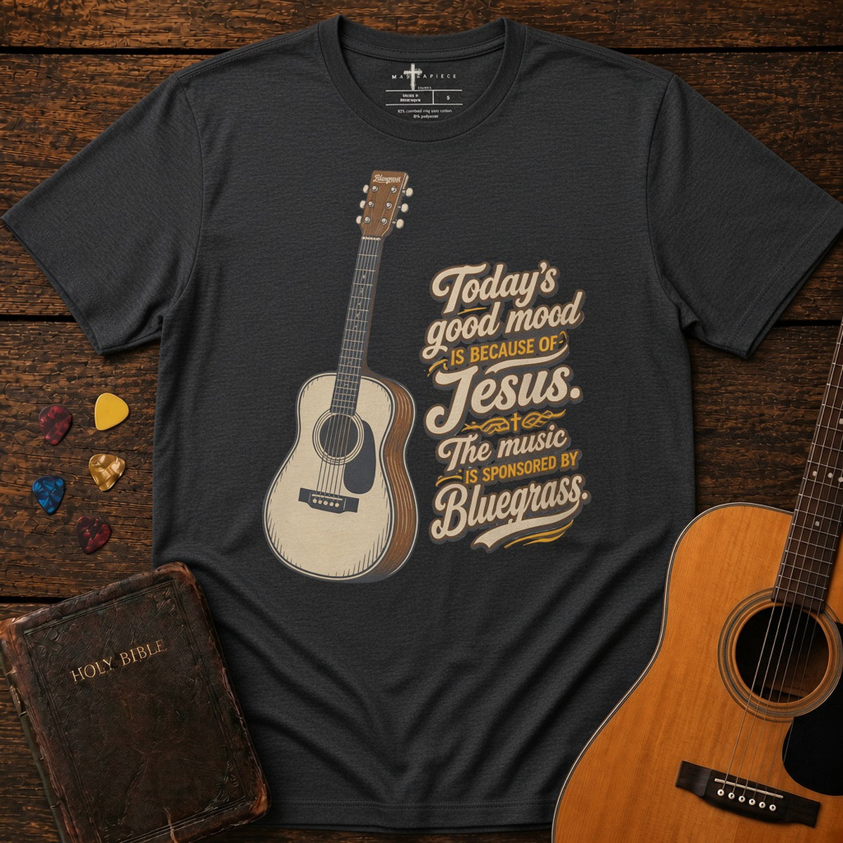 Todays Good Mood Guitar Dark Grey Heather MasterPiece Shirts