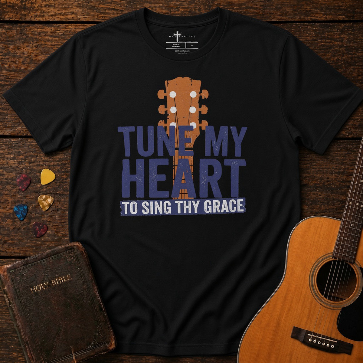 Tune my Heart Guitar Black MasterPiece Shirts