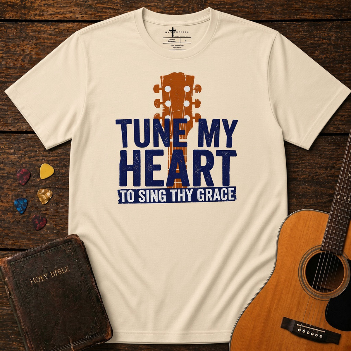Tune my Heart Guitar Heather Natural MasterPiece Shirts