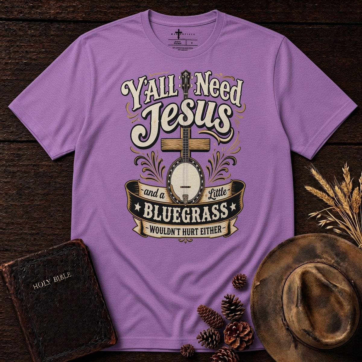 Y'all Need Jesus and a little Bluegrass Heather Team Purple MasterPiece Shirts
