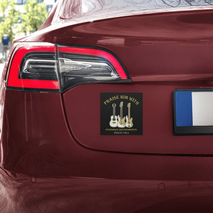 Car with a religious bumper sticker on the back