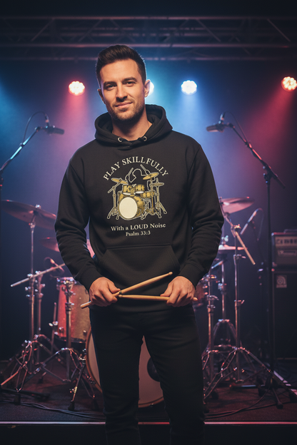 Psalms 33:3 Christian Drums Premium Hoodie