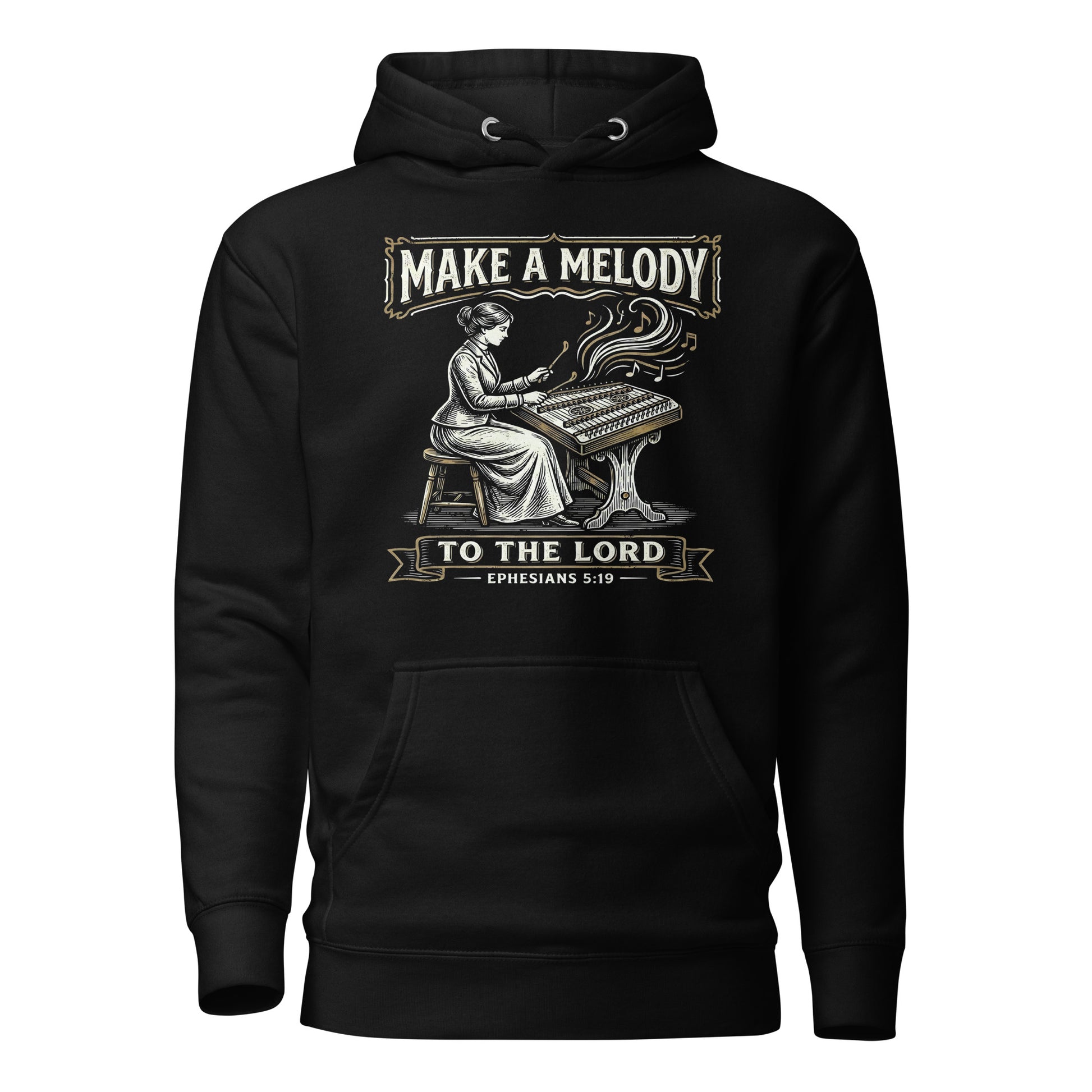  make a melody to the lord Premium Christian hoodie hammered dulcimer Ephesians 5:19