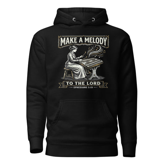  make a melody to the lord Premium Christian hoodie hammered dulcimer Ephesians 5:19