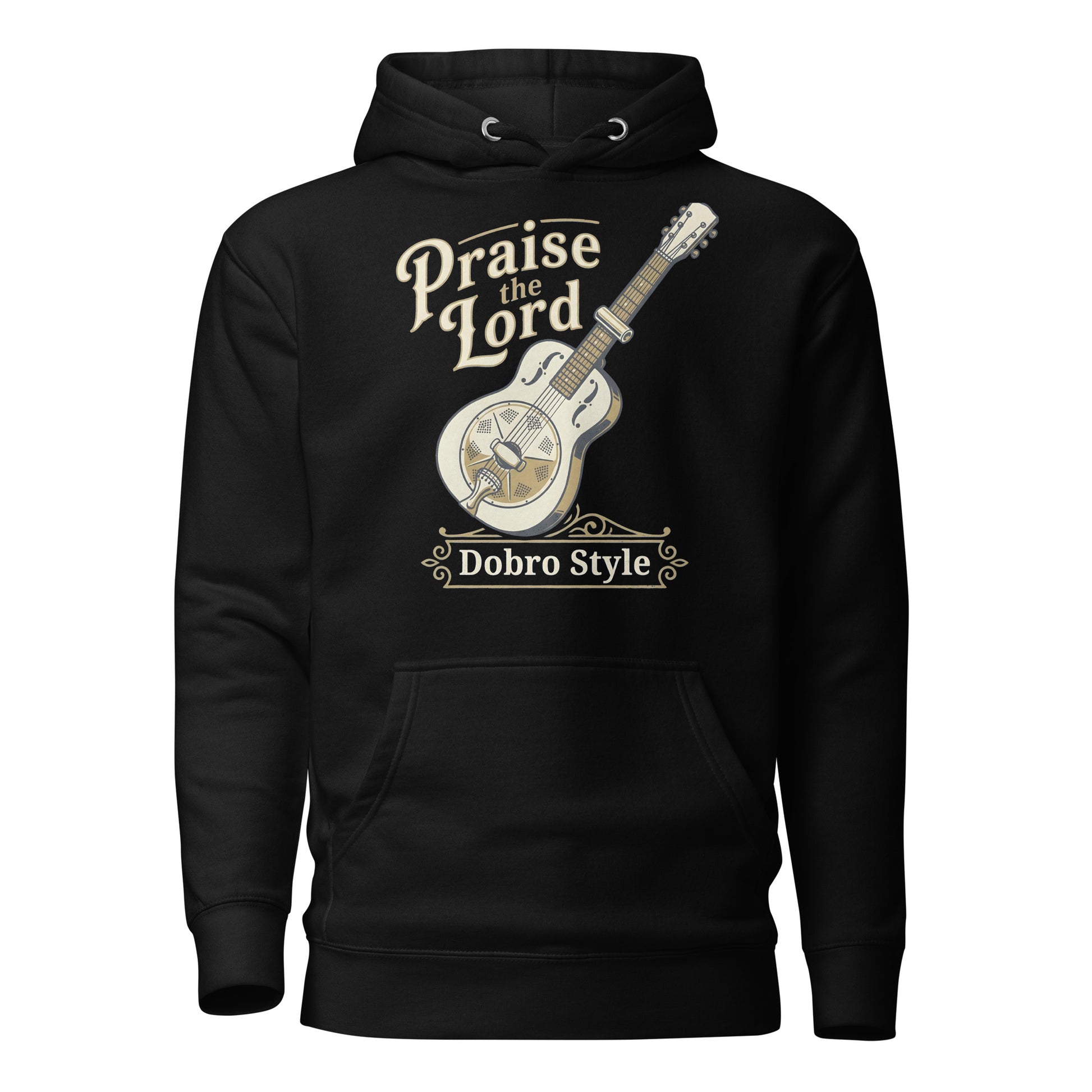  Praise the Lord Dobro style Christian Premium Hoodie celebrating dobro players and bluegrass gospel 