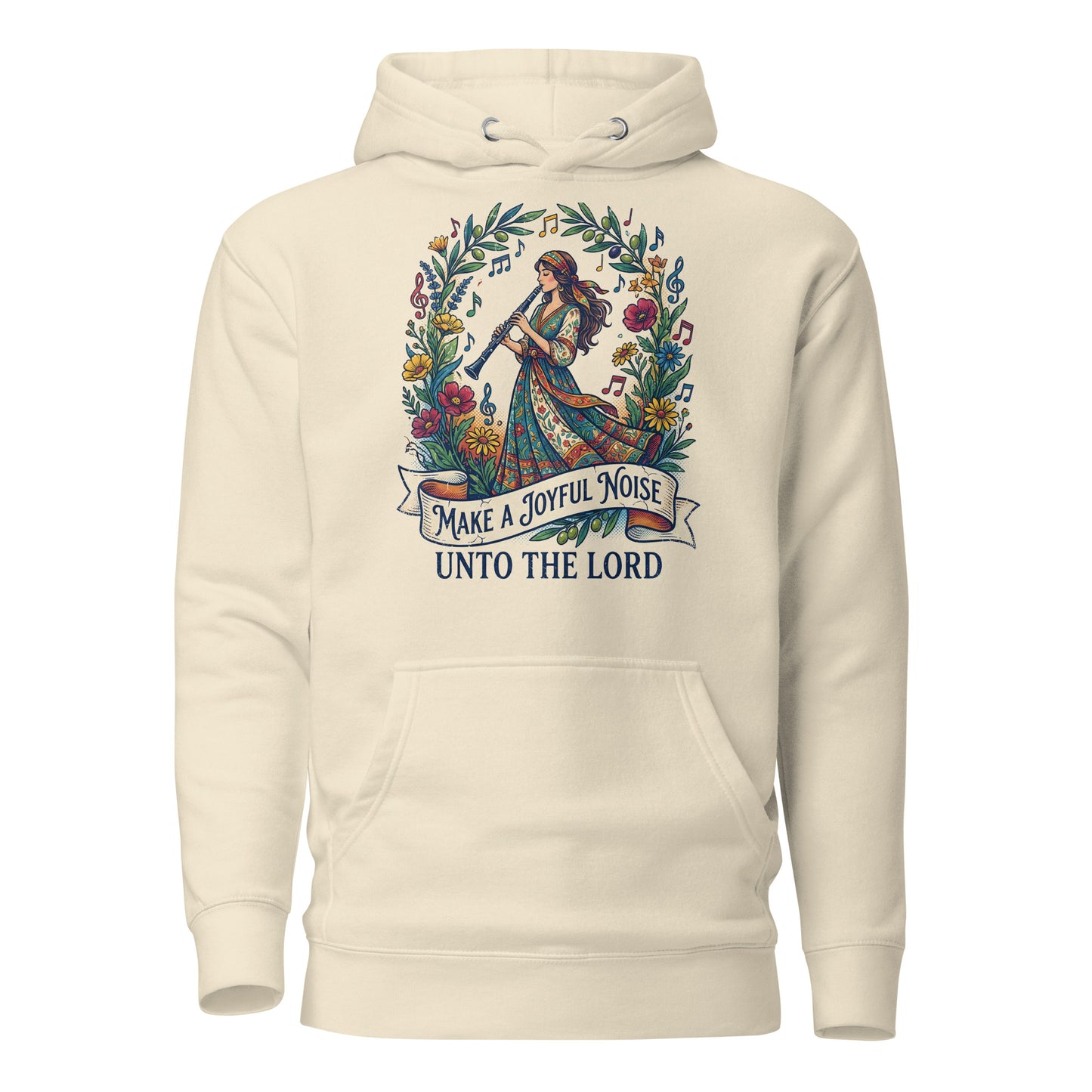  Make a Joyful Noise unto the Lord Christian Premium Hoodie celebrating clarinet players 
