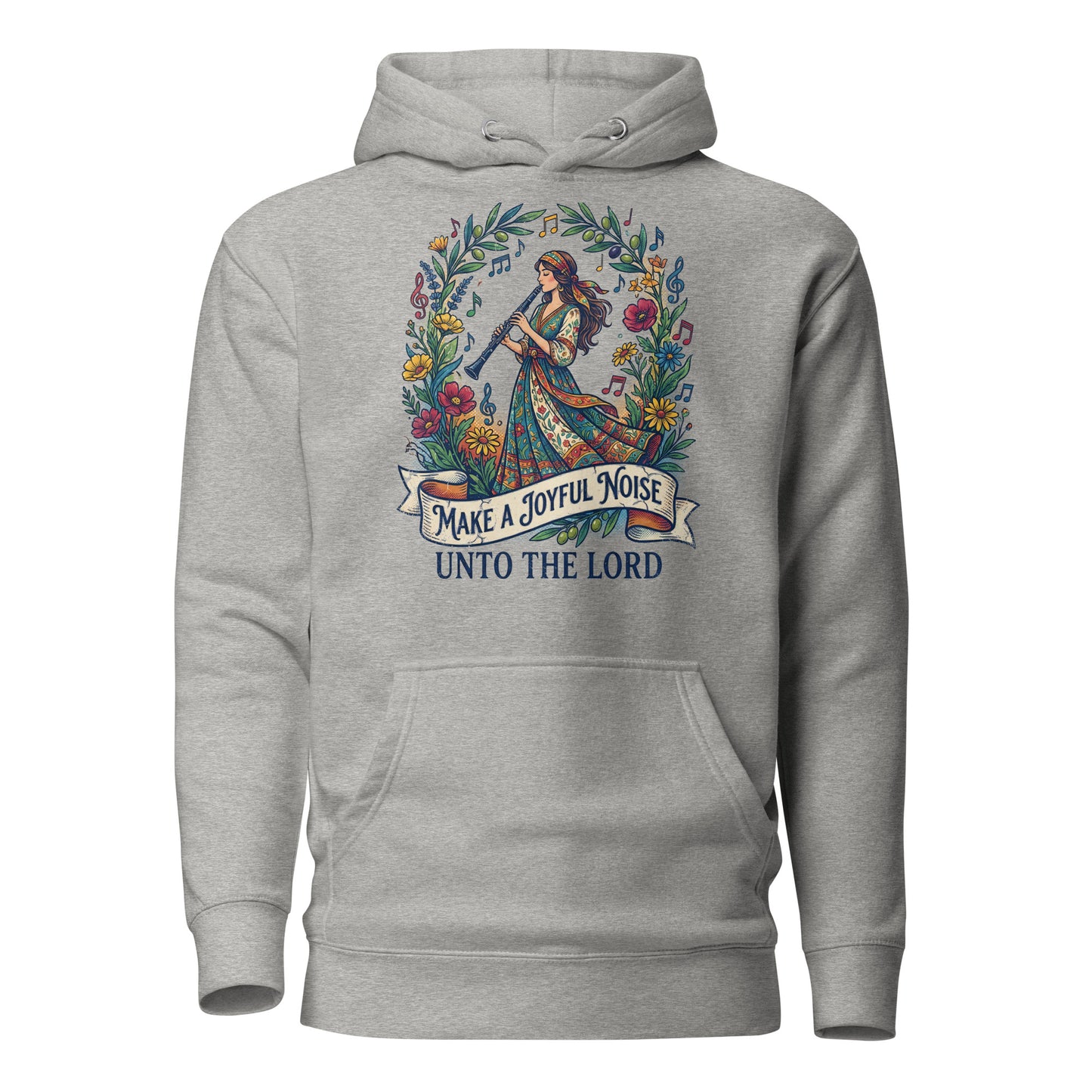  Make a Joyful Noise unto the Lord Christian Premium Hoodie celebrating clarinet players 