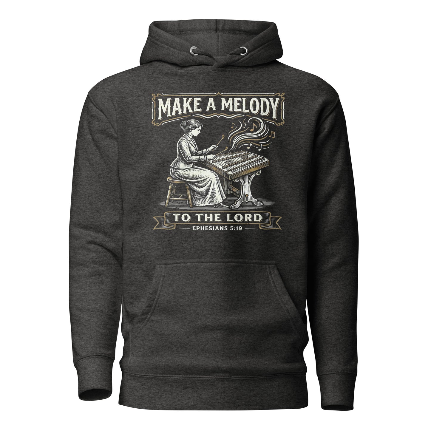  make a melody to the lord Premium Christian hoodie hammered dulcimer Ephesians 5:19