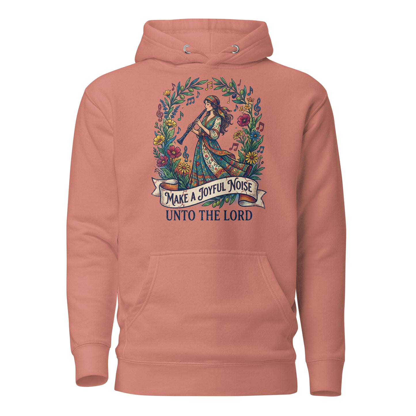  Make a Joyful Noise unto the Lord Christian Premium Hoodie celebrating clarinet players 