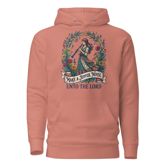  Make a Joyful Noise unto the Lord Christian Premium Hoodie celebrating clarinet players 