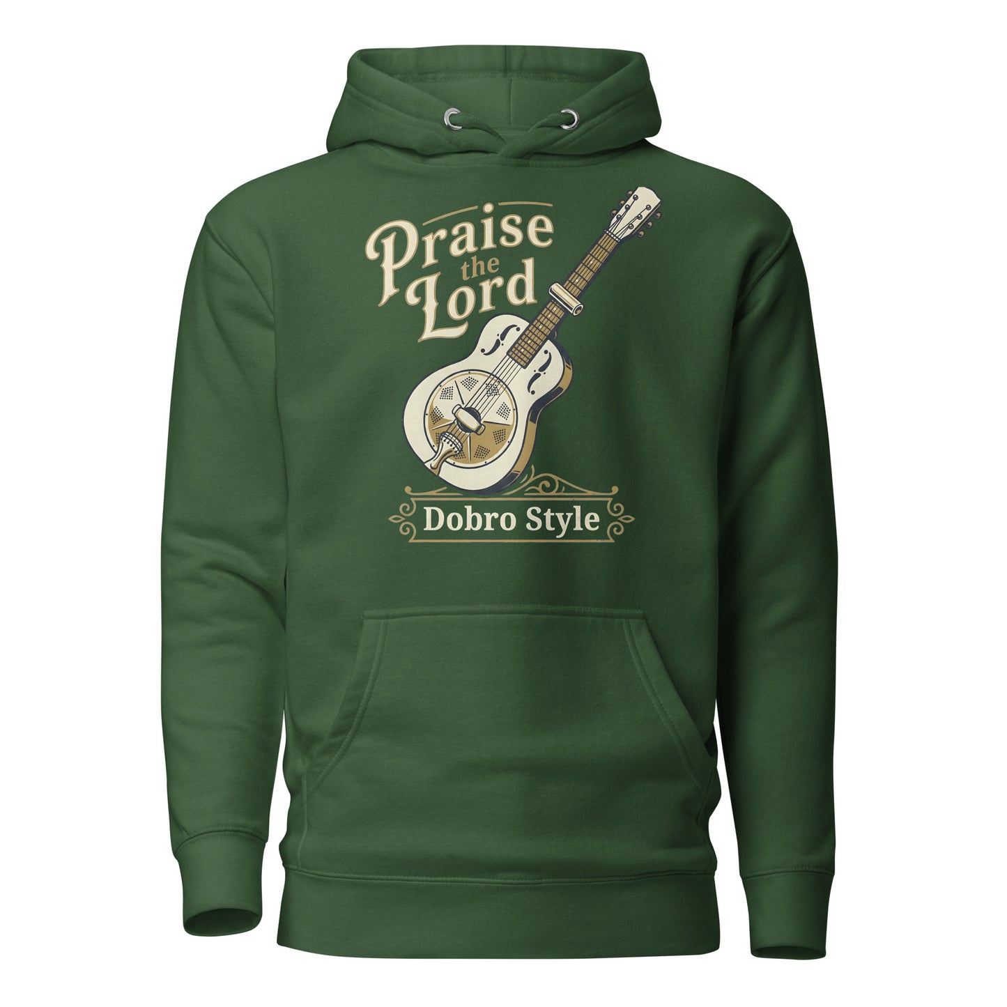  Praise the Lord Dobro style Christian Premium Hoodie celebrating dobro players and bluegrass gospel 