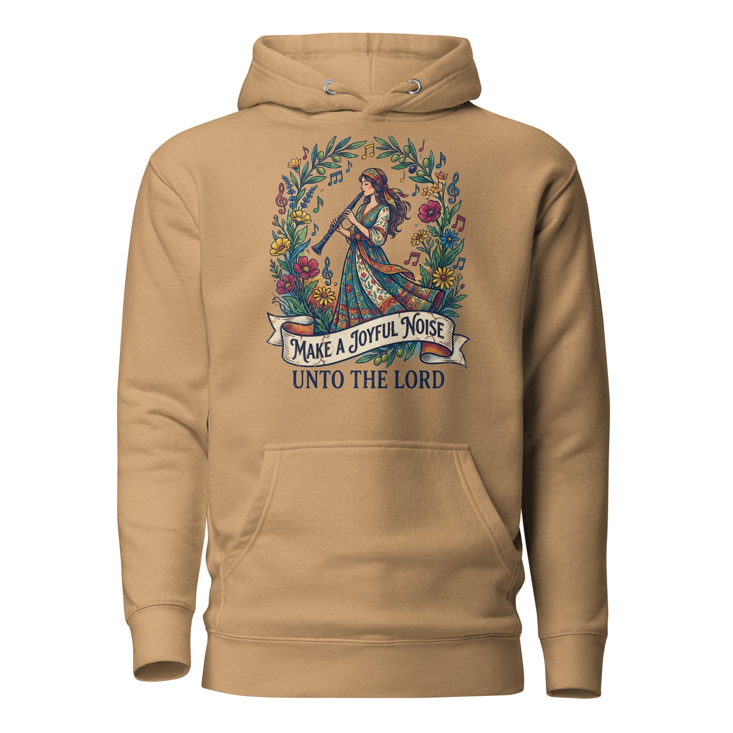  Make a Joyful Noise unto the Lord Christian Premium Hoodie celebrating clarinet players 