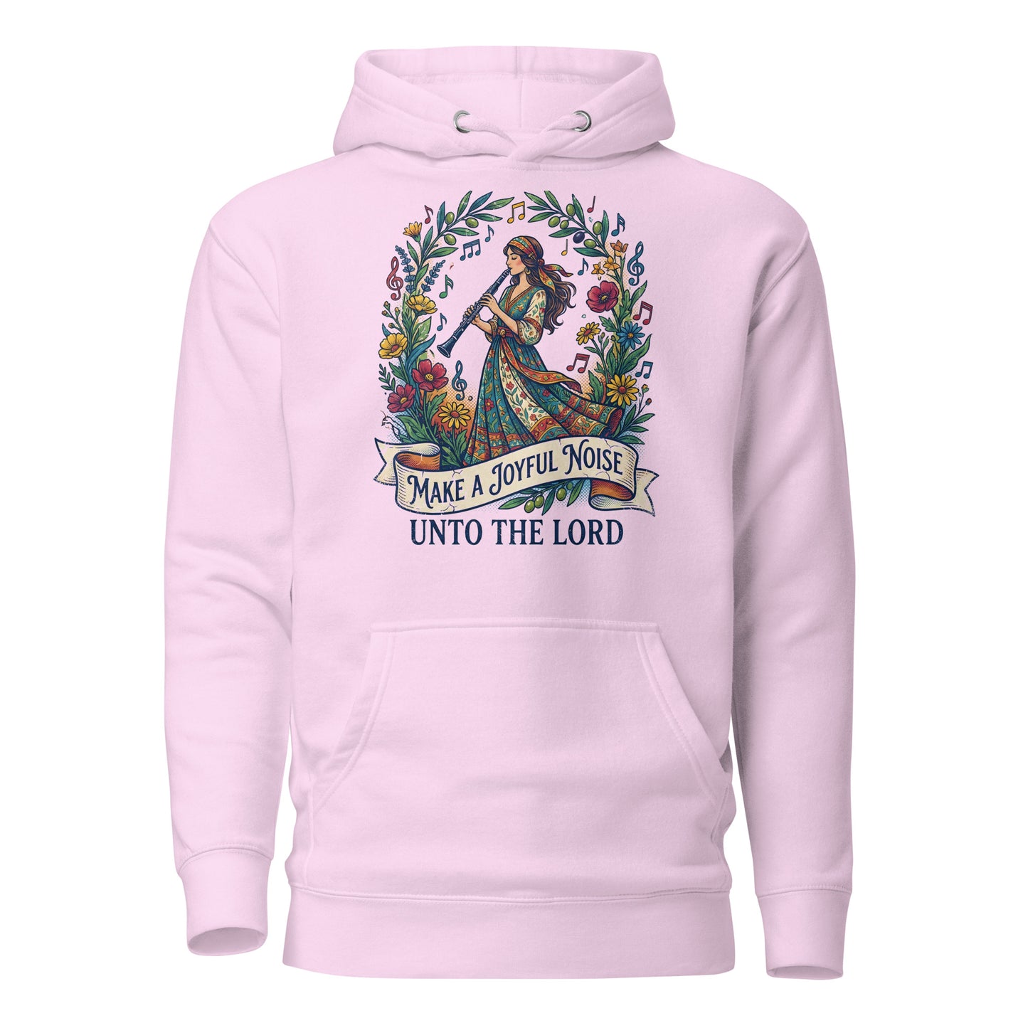  Make a Joyful Noise unto the Lord Christian Premium Hoodie celebrating clarinet players 