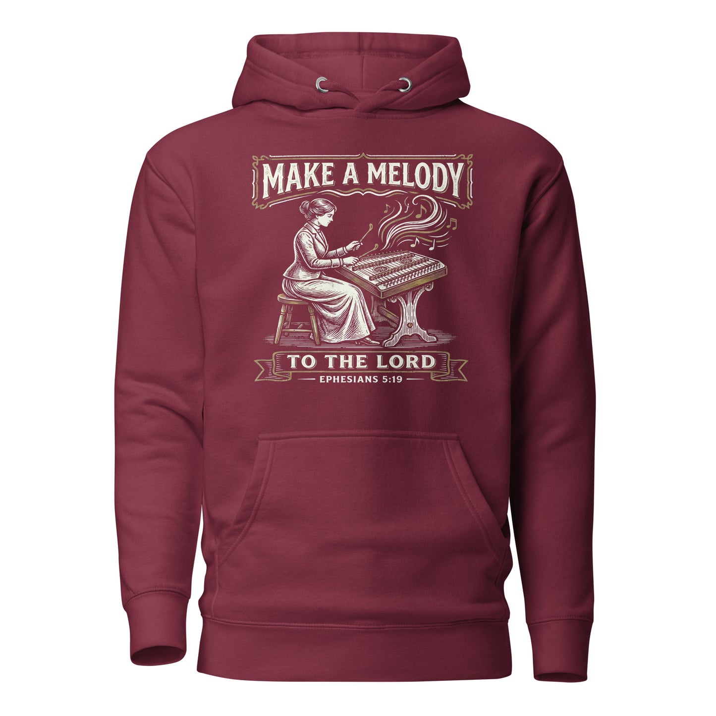  make a melody to the lord Premium Christian hoodie hammered dulcimer Ephesians 5:19