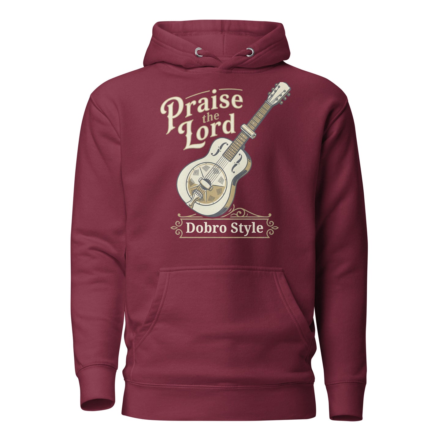  Praise the Lord Dobro style Christian Premium Hoodie celebrating dobro players and bluegrass gospel 