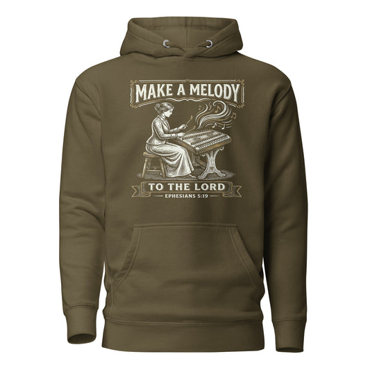  make a melody to the lord Premium Christian hoodie hammered dulcimer Ephesians 5:19